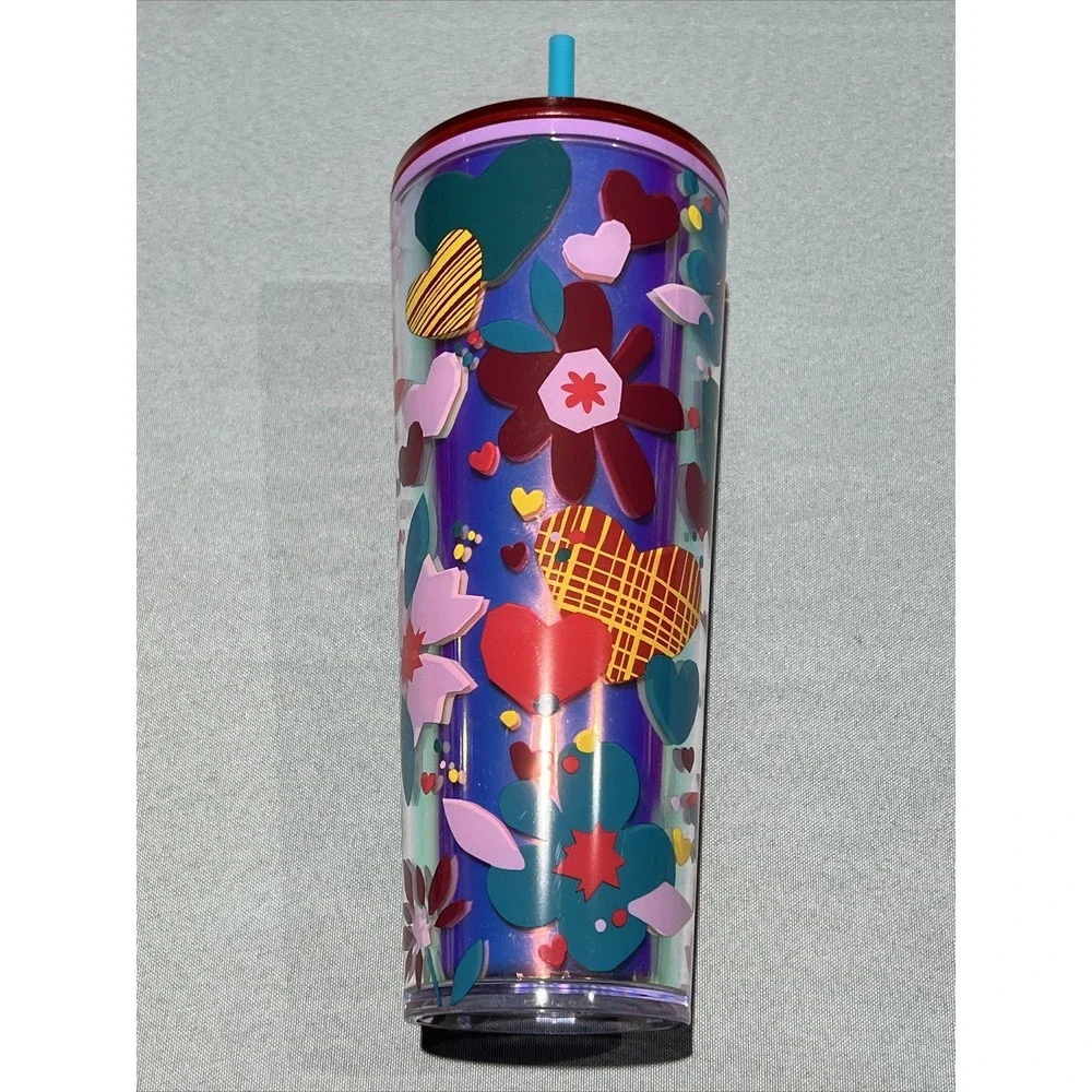 NEW Starbucks 2023 Valentines   ‎ Love Confetti 24oz Cold Cup Tumbler  D26